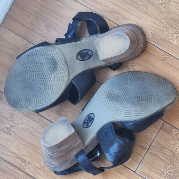 Sofft Melina Sandals Black Leather Stacked Block Heel Buckle Ankle Strap size 8 - Picture 13 of 16